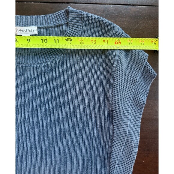 Calvin Klein Womens Sleeveless Blue Crew Neck Sweater Vest Large 100% Cotton - Picture 5 of 7